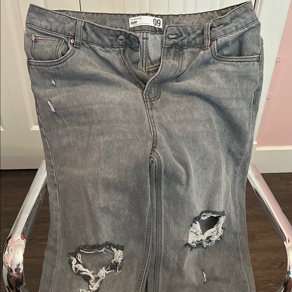 American Eagle Outfitters Gray Denim Mom Jeans